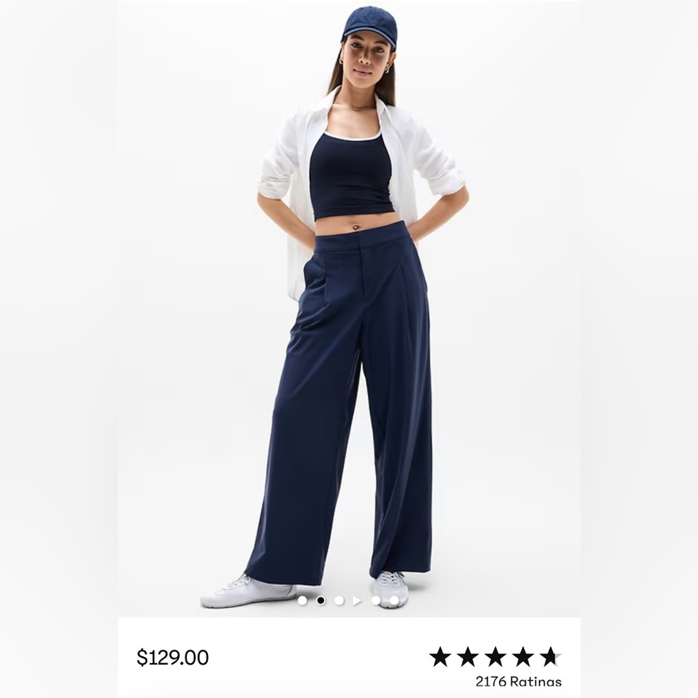 Athleta Pinnacle Women's Navy Wide-Leg Pants Size 4 Tall - Picture 5 of 11